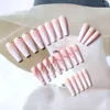 False Nails 24 Pcs/Box Nail Detachable Marble Gradient Long Coffin Manicure Tool Wearable Gold Foil Ballerina Full Cover Tips