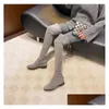 Boots Over The Knee Women Winter Snow Booties Black Grey Beige Brown Stretch Soft Womens Boot Keep Warm Size 3440 01 Drop Delivery S Dhc7R