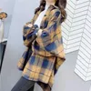 Damesblouses dames lange shirts herfst vrouwelijk shirt plaid dames lantaarn mouw cotton blouse top bovenkleding t607