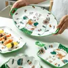 Plates Creative Cartoon Painting Ceramic Dinner Cake Plate Dish Porcelain Dessert Tableware Household Kitchen Dinnerware