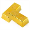 Party Games Crafts Replica Gold Gold Bar Fake Golden Golden Blion Movie Prop Novy Gift Paiol Doorstop Paperweight para Halloween Wester Dhyzt