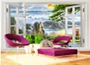 Fondos de pantalla Papel tapiz 3D Mural personalizado No tejido Po Paisaje chino Pintura de ventana exterior Murales de pared 3 D Papel tapiz para sala de estar