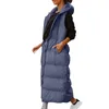 Gilet da donna Cappotto senza maniche invernale da donna Gilet lungo con cappuccio Caldo piumino con tasche Giacca da esterno trapuntata Giacche scure con cerniera