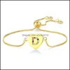 Catena a maglie Moda 26 lettere Bracciale iniziale Catenaria a mano Placcato oro Arcobaleno Pietra Cristallo Cz Fascino per donna Uomo Gioielli Goccia Dhmnb