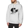 Herrtröjor Mafalda läser sin bok Sweatshirt Pure Cotton Funny Cute Kawaii Cartoon Hoodie Design Shirt