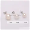 Stud Sier Plated Prevent Allergy Fashion Earrings for Women Design Trendy Pearl White Ball Small Round Jewelry Gift Drop Delivery DH9LZ