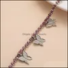 Chokers Colorf fl Rhinestone Link Chain Choker와 함께 귀여운 나비 모양의 목걸이 여성 파티 보석 상원 C3 드롭 배달 NE DHP0D