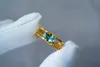 Cluster-Ringe, Schmuck, massiv, 18 Karat Gelbgold, Natur, 0,85 ct, blaue Aquamarin-Edelsteine für Frauen, edle Schmuckgeschenke