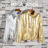 Kurtki męskie sukienki sceniczne Glitter Gold i Srebrne Streetwear Hip Hop Coats 230130