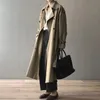 Kvinnors trenchrockar klassiska khaki trench coat kvinnor koreanska mode dubbelbröst bälte gabardinas mujer ol våren överrock kostym krage vindbrytare 230130