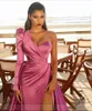 One Disthrr Hot Pink Evening Dress Mermaid Long High Side Split Prom 드레스 새로운 도착 유명 인사 드레스