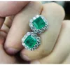 Studörhängen Diwenfu Böhmen 925 Silver Sterling Emerald for Women CN (Origin) Aretes de Mujer Jewelry Orecchini