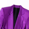Costumes pour femmes ZATRHMBM Femmes 2023 Chic Mode Bow-Agrémenté Soie-Satin Blazer Vintage À Manches Longues Patch Poche Dames Survêtement Élégant