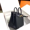 New Genuine LeatherTote Bag Lux Designer Handbags Gold Hardware 35cm Black Brands Classic Fashion Large Capicity Lady Shopping Hasp Square Vintage