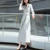 Damesgeul Coats 2023 Designer Hoogwaardige herfst Lange jas mouw Elegante luxe mode dames met dubbele borsten met dubbele borsten