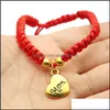 Catena a maglie Bracciale abbastanza fortunato Ti amo mamma Filo rosso Braccialetti Beautif Gioielli per la mamma Regalo per la festa della mamma Famiglia Bless Chic Cha Dhvik