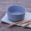 Bowls 450ml 4pcs Solid Plastic Round Blue Pink Mixing Wheat Straw Tableware Japanese Bowl Set Gift Noodle Cute Rice Salad Snack