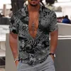 Mäns avslappnade skjortor hawaiian tropiska för män 3d strand semester kort ärm sommar överdimensionerade toppar tee skjorta man blommig blus 5xl camisa 230130