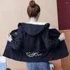 Women's Jackets Black Casual Trench Coat Woman Jacket Elegant Coats And For Women Clothing Hooded Loose Cardigan Zm219