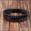 Bangle Fashion Natural Stone Magnetic Button Leather 21Cm Braided Bracelet Mens Titanium Steel Jewelry Nice Gift 3418 Q2 Drop Delive Dhvos