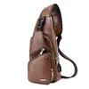 Waist Bags S PU Leather Men Shoulder Chest Bag USB Backbag With Headphone Hole Travel Organizer Male