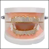 Grillz Dental Grills Hip Hop Herren Diamant Dientes Grillz Zähne Gold Silber Luxus Designer Iced Out Hiphop Rapper Männer Modeschmuck Dhgrg