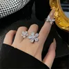 Wedding Rings Zirkoon Flower Light Niche Luxe Index Finger Ring Opening vrouwelijke vlinderontwerp gevoel Senior Temperament Fashion