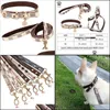 Coleiras de cachorro trelas designer colar de couro e trela conjunto ajustável básico verificação padrão arnês durável com fivela de metal suitabl