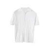 Heren polos lente zomer gebreide poloshirt mannen casual draai kraag knop mode gestreepte solide slanke tops ijs zijden katoen t-shirt 230130