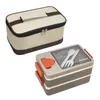 Учебные посуды наборы двухслойных обеденных коробок с изолированными мешками самостоятельно съемный соус дизайн коробки для путешествий для еды
