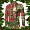 Herren Freizeithemden Männlich Herbst Winter Weihnachten Langarm Volldruck Festlich Lustig Besondere Atmosphäre Herrenkleidung Blume 3D Camisa