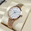 Zegarstka Megir Rose Gold Quartz Watch for Women Fashion Luksusowe proste analogowe zegarek na rękę z opaską ze stali nierdzewnej 3ATM