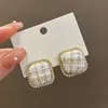 Boucles d'oreilles carrées en diamant, breloque Flash en damier, sens senior, tempérament, Style explosif, cadeau de vacances