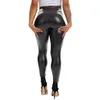 Yoga Outfit Leggings High Waist Zipper PU Leather Pants Womens Faux Thin Leggins Sexy Curvy Elastic Tummy Control Ruched Fitness 230130
