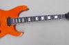 Orange 6 Strings Electric Guitar with Flame Maple Veneer Floyd Rose Can be Customized