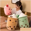 Plush Dolls 1Pc Boba Plushies Bubble Tea Toys Kawaii Cup Shaped Pillow Real Life Food Stuffed Soft Back Cushion Kid Birthday Gift Dr Dhxcu