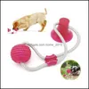 Jouets pour chiens à mâcher Pet Molar Bite Toy Mtifunction Mordre Caoutchouc Balle À Mâcher Nettoyage Des Dents Élasticité Sûre Doux Soins Dentaires Ventouse Dhafr