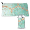 Towel Soft Gradient Aquamarine Quick Dry Gym Sports Bath Portable Graphic Pattern Abstract Geometric Golden Gold Color ModernTowel