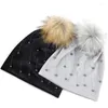 Berets geebro moda dla dorosłych perłowa czapka czapka z 15 cm faux fur