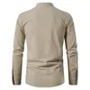 Men's T-Shirts Men's Casual Blouse Cotton Linen Shirt Tops Long Sleeve Tee Shirt Spring Autumn Slanted Placket Vintage Yoga Shirts 230130
