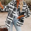 Chaquetas de mujer Otoño Invierno chaqueta a cuadros cepillada de manga larga de franela de manga larga con botones y bolsillos para mujer abrigo con bolsillo