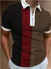 Herrpolos högkvalitativ randig poloskjorta för män avslappnad kortärmad polo skjortor lapptäcke Turn-down krage blixtlås t-shirt sume 230130