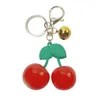 Keychains Cool Summer Cute Simulation Fruit Cherry Acrylic Couple Keychain Women Kids Backpack Pendant Car Key Chain Fashion Jewelry