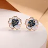 Backs Earrings Korean Vintage Handmade Enamel Flower Clip On Trendy Without Piercing For Girls Woman Cute Ear Clips Jewelry Wholesale