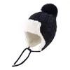 Haaraccessoires Winter Warm Hat For Kids Boy Girl Ear slap Beanie Born Fashion Cap met Pompom Herfst Baby Cover Oren Pak 0-8 jaar