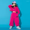 Scenkläder Flickor Hip Hop Kläder Modern Dans Kostym Rose Rosa Crop Toppar Byxor Catwalk Outfit Barn Ballroom BL7237