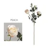 Decorative Flowers & Wreaths Luxury 4 Heads Big Rose Branch With Fake Leaves Silk Artificial Flores Artificiales Living Room Decoration Deco