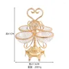 Plates Multi-layer Luxury Metal Glass Dinner Plate Cake Dessert Candy Table Stand Rack Plaets Sets For Wedding Party Decoration