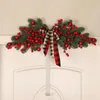 Decorative Flowers Christmas Swag Door Lintel Decoration Red Berries Plaid Bow Wreath Garland For Home Wedding Party Decor