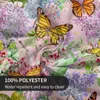 Table Cloth Round Butterfly Tablecloth Spring Watercolor Pink Floral Decorative With Dust-Proof Wrinkle Resistant Home